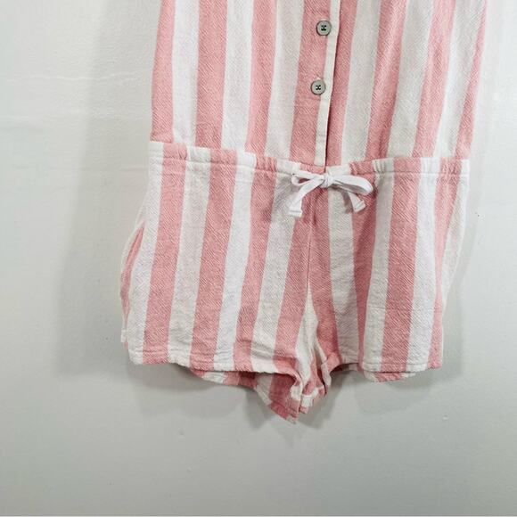 LVHR Taylor Pink White Stripe Button Front Waist Tie Romper XS - Picture 6 of 13